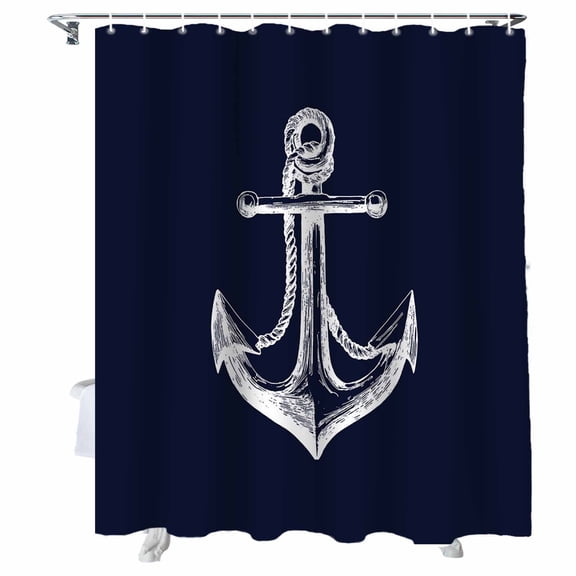 Shower Curtains Ocean Anchor Bath Curtain Blue Waterproof Bathroom Shower Curtain Set with Hooks Decoration 72 x 72 Inches