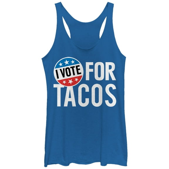 Women's Lost Gods Election I Vote for Tacos Racerback Tank Top Royal Blue Heather Large