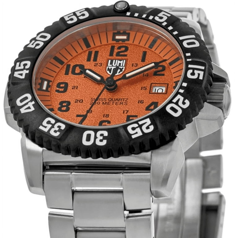 Luminox Navy Seal Quartz Diver Men's Watch, Orange Dial, Stainless