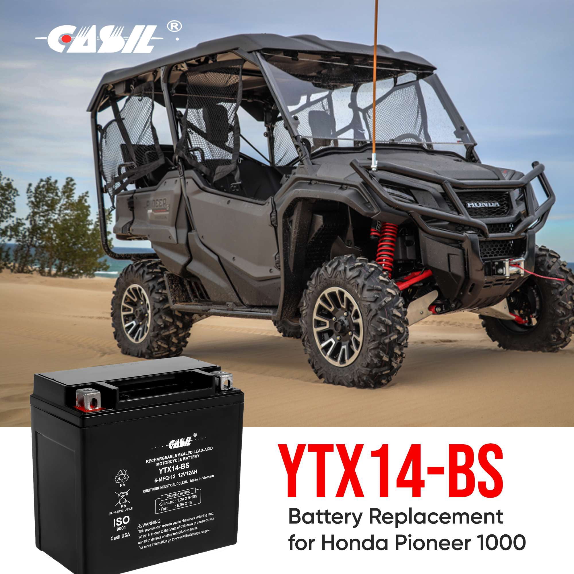 YTX14 BS ATV Battery High Performance - Maintenance Free - Sealed AGM YTX14-BS Motorcycle Battery compatible with Honda Suzuki Kawasaki Yamaha scooter snowmobile