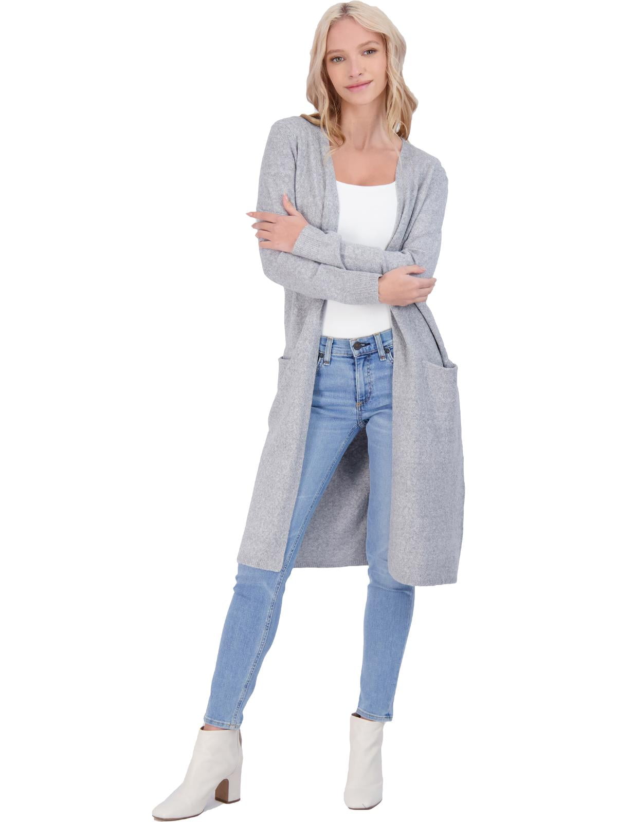 Vero Women's Long Knit Open Front Heathered Cardigan Sweater - Walmart.com