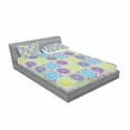 thumbnail image 3 of Abstract Bedding Set with Sheet & Covers, Seamless Pattern with Citrus Like Lemon Lime Tangerine Orange Print, Printed Bedroom Decor 2 Shams, 4 Sizes, Pale Green and Violet, by Ambesonne, 3 of 3
