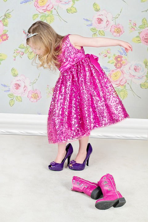 Heels Pink Little Girl Dress Glamour 