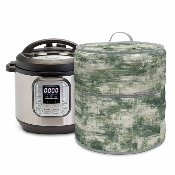 Dark Green Pressure Cooker Cover Modern Abstract Gradient Green Geometric Texture Dust Cover for Kitchen Appliances with Top Handle & Storage Pockets, Fits 6 Quart Instant Pot, Air Fryer, Crock Pot