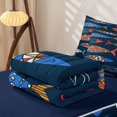 thumbnail image 5 of Manfei Boho Pike Fish Zipper Queen Comforter Set with Fitted Sheet and 2 Pillowcases,Tribal Rustic Animal Zipper Bedding Set, Navy, Blue Reversible, 4 Pieces, 5 of 7