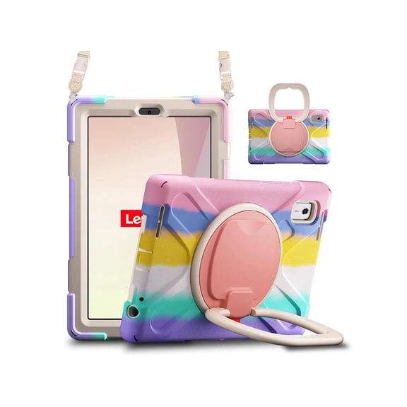 Protective Case for Lenovo Tab M9 2023 9 inch Model TB310XU / TB310FU with Pencil Holder Kickstand Hand Strap and Shoulder Strap, Rugged Shockproof Cover Pink