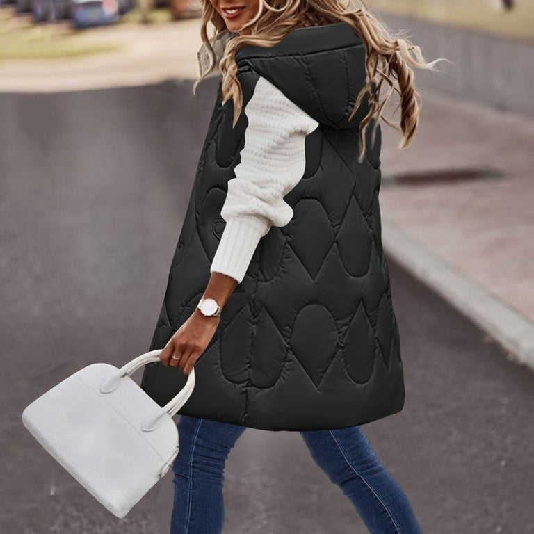 Rovga Women Vest Plus Size Waist Large Pockets In The Long Undershirt Collar Loose Down Cotton Vest Jacket Can Shoulder Womens Puffer Jackets Walmart