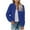 Blue, variant on Women's Fleece Jacket Full Zip Long Sleeve Casual Warm Bomber Coats Solid Color Winter Fall Outerwear (XL, White)