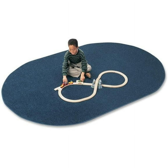 Carpets for Kids 2170.407 7 ft. 6 in. x 12 ft. Oval Mt. St. Helens Solids Floor Rug, Marine Blue