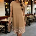 thumbnail image 4 of Mini Dresses for Women Crewneck Short Sleeve Sundress Loose Flowy Printed Vacation Party Wedding Guest Dresses S-2XL, 4 of 6