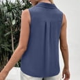 thumbnail image 6 of LEAVINGSUO Tank Tops for Women Summer Casual Solid Color Round Neck Button-Up T-Shirt Blue M, 6 of 7
