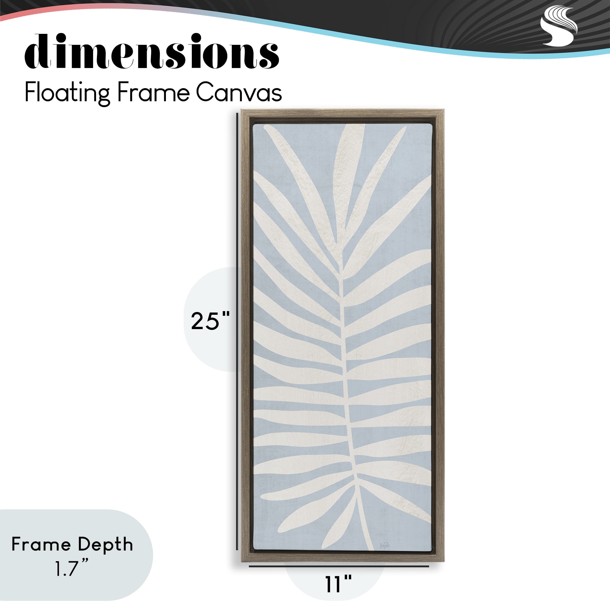 Stupell Industries Leaf Silhouette on Sky Blue Brown Framed Floater Canvas Wall Art, design by Natalie Carpentieri