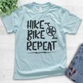 thumbnail image 2 of Kids Hike Bike Repeat Shirt, Youth Kids Boy Girl T-Shirt, Hike Shirt, Hiker Shirt, Biking Shirt, Bike Shirt, Light Blue, Medium, 2 of 4