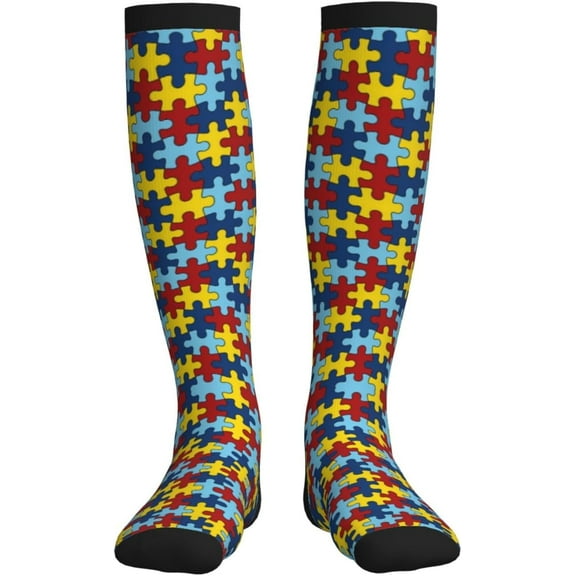 Autism Awareness Compression Socks For Women Men Knee High Running Socks For Running