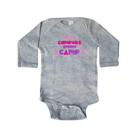 

Inktastic Campers Gonna Camp Stars Trees - Pink Purple Gift Baby Boy or Baby Girl Long Sleeve Bodysuit