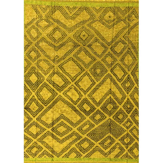 Ahgly Company Indoor Rectangle Abstract Yellow Modern Area Rugs, 2' x 3'