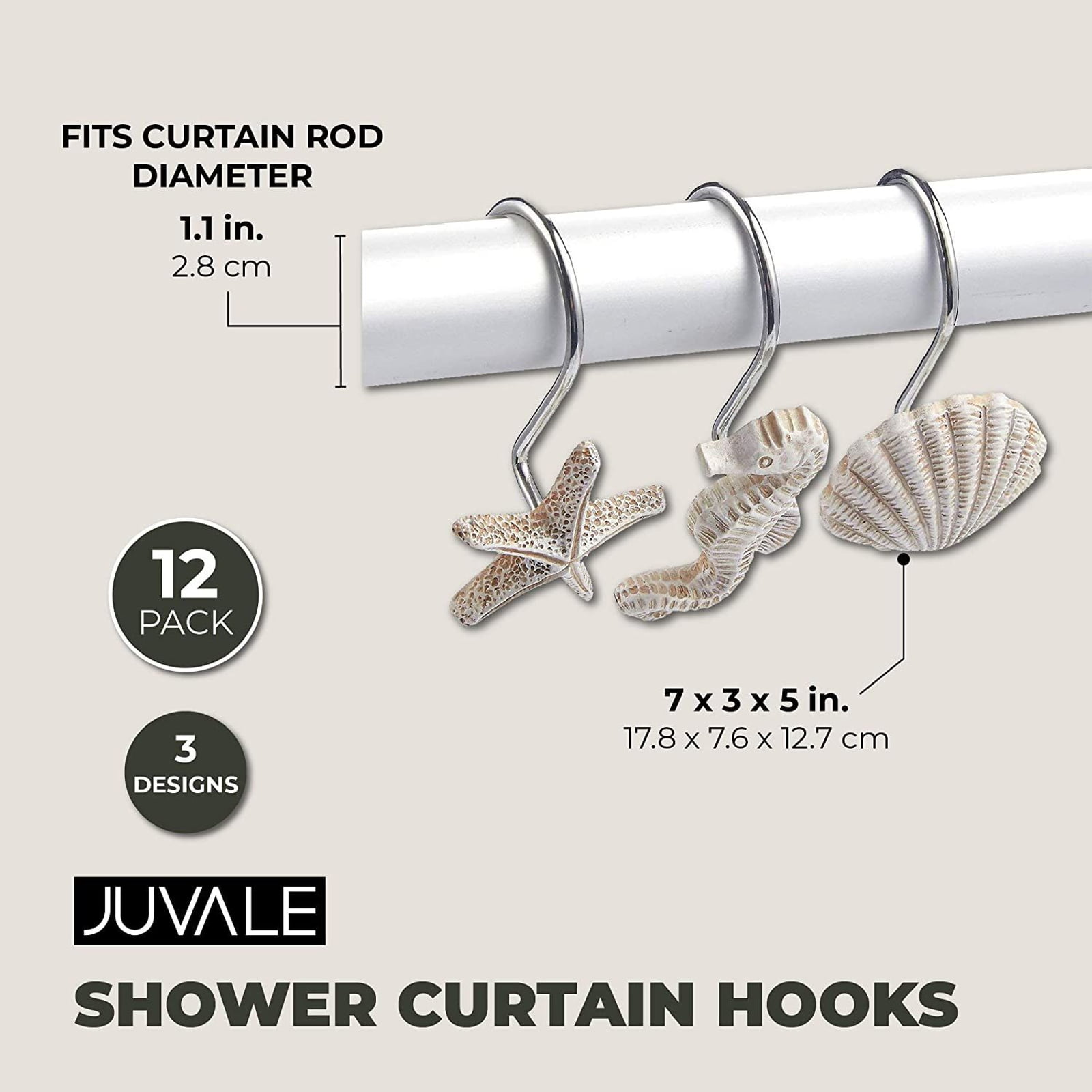 Set of Sea Shell Shower Curtain Hooks 12pcs Each for an AWESOME PRICE 