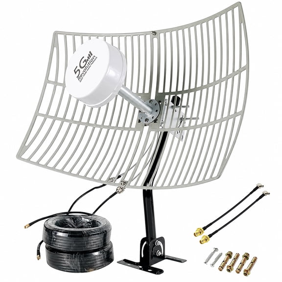 2x2 Mimo Parabolic Grid Antenna Kit 698-6000MHz, 30dBi Directional Outdoor Antennas for 4G LTE and 5G Routers, Hotspots and Gateways