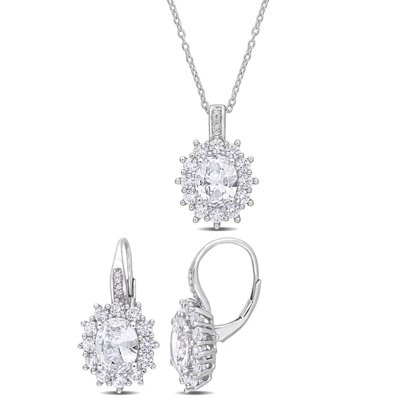 Everly Women's Created Sapphire and Diamond Sterling Silver Jewelry Set