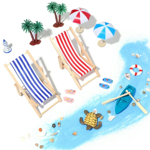 1 Set Micro Summer Beach Scene Props Mini House Micro Landscape Accessories
