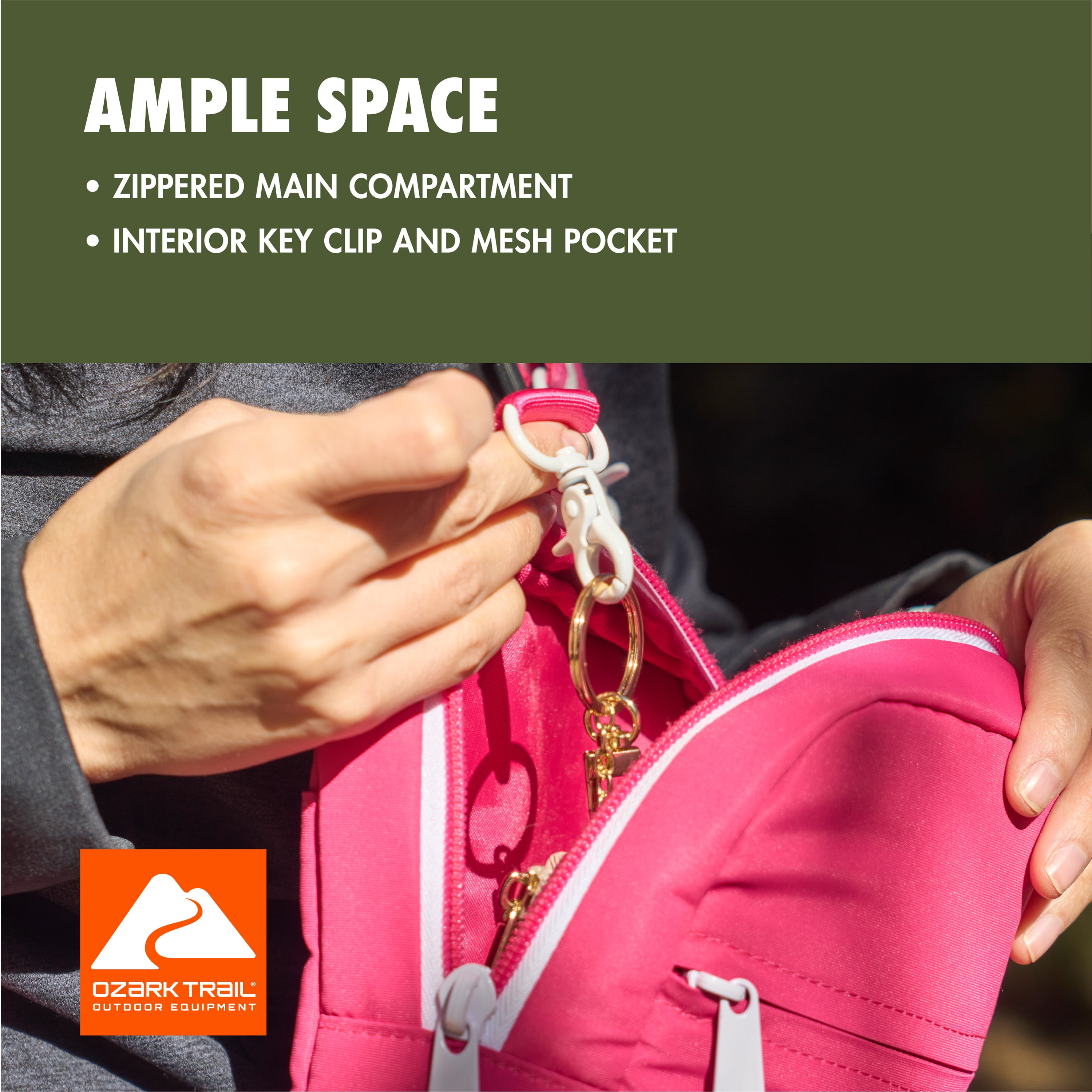 Ozark Trail Unisex Teen Lightweight Polyester Shoulder Bag, Kit Crossbody Fuchsia Solid Print