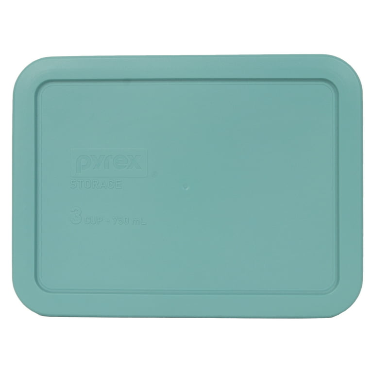 Pyrex 7210 3-Cup Glass Food Storage Dish and 7210-PC Turquoise Plastic Lid  (4-Pack)