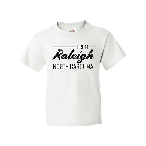 Inktastic From Raleigh North Carolina in Black Distressed Text Youth T-Shirt