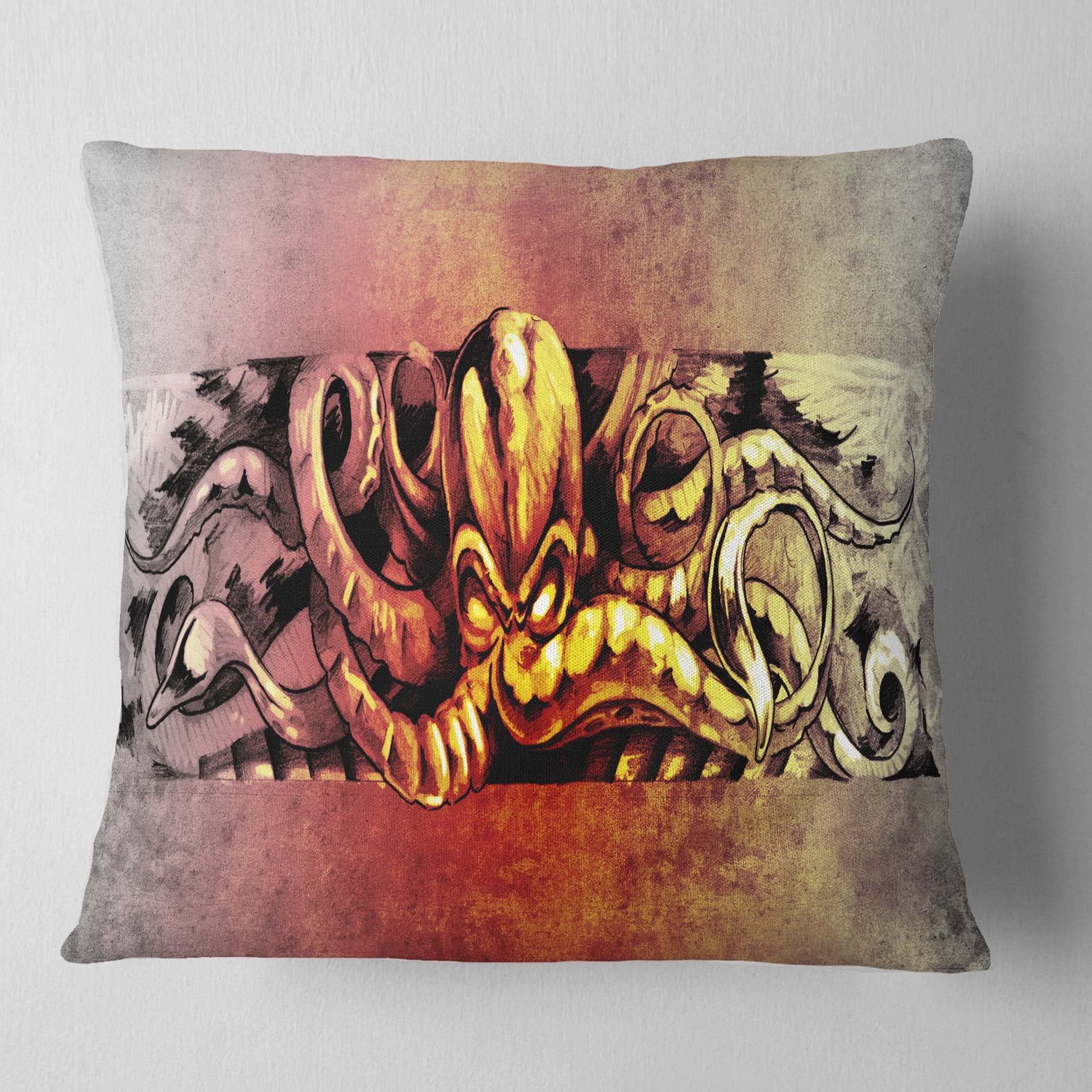 Designart Octopus Sketch in Yellow Shade - Animal Throw Pillow - 16x16
