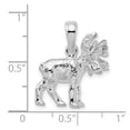 thumbnail image 2 of 925 Sterling Silver Rhodium Plated Textured 3d Standing Moose Pendant Necklace 19x18mm Wide Pendant for Women, 2 of 2
