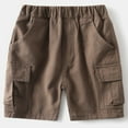 thumbnail image 2 of LIIPEE Girls Boys Cargo Shorts Summer Casual Comfort Solid Color Elastic Waist Shorts With Pockets Child Trendy Beach Shorts,Coffee,3-4 Years, 2 of 3
