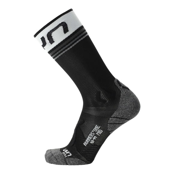 UYN Calcetines de running para hombre - One Mid Socks, Crew Socks, Polyamide, Logo Negro/Blanco 39-41
