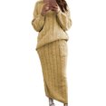thumbnail image 1 of Innerwin Ensemble 2 Pcs Jupe en Tricot Torsadé pour Femmes Ensemble Chandail Doux Col Rond Jaune m, 1 of 2