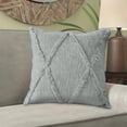 thumbnail image 5 of Ox Bay Sara 18" x 18" Light Gray Shag Diamond Cotton Adult Decorative Throw Pillow, 5 of 9