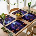 thumbnail image 5 of Halloween Placemats Set of 6, Horror Pumpkins Halloween Dark Castle Purple Washable Wipeable Table Mats for Dining Tables, Indoor Outdoor Kitchen Place Mats for Holiday Party Table Decor, 5 of 9