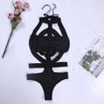 thumbnail image 5 of Levmjia Womens Spaghetti Strap Lace One Piece Lingerie Set Floral Sheer Mesh Bodysuit Adjustable Thin Straps Soft Lightweight Sleepwear Date Nights, 5 of 9