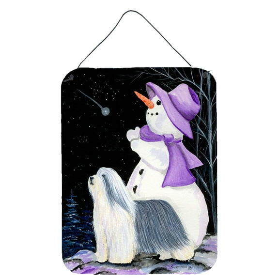 Caroline's Treasures SS8947DS1216 Snowman with Bearded Collie Wall or Door Hanging Prints, 12x16, multicolor