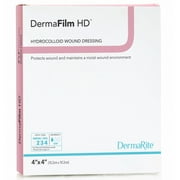 DermaFilm Thin Hydrocolloid Dressing 4 x 4" Square Extra Thin Clear w/grid Film Backing 00219E 10 per Box