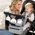 thumbnail image 3 of Universal Baby Stroller Organizer With Insulated Cup Holders & Non-Slip Secure Hooks Accessories, Baby Stroller Storage Accessories With Mesh Phone Bag Fits Most Strollers,Pink, 3 of 6