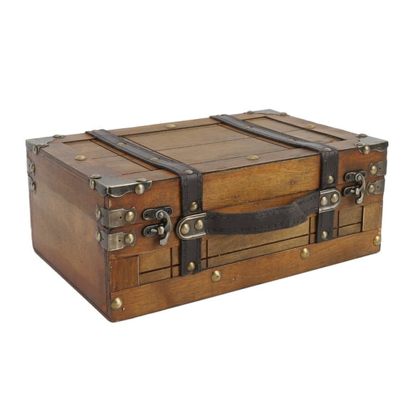 Treasure Chest Storage Box, Vintage Wooden Treasure Chest Decorative Box, Wood Storage Box Decorative Trunk for Keepsakes, Toy Chest Organizer for Clothes Toys Photo Prop