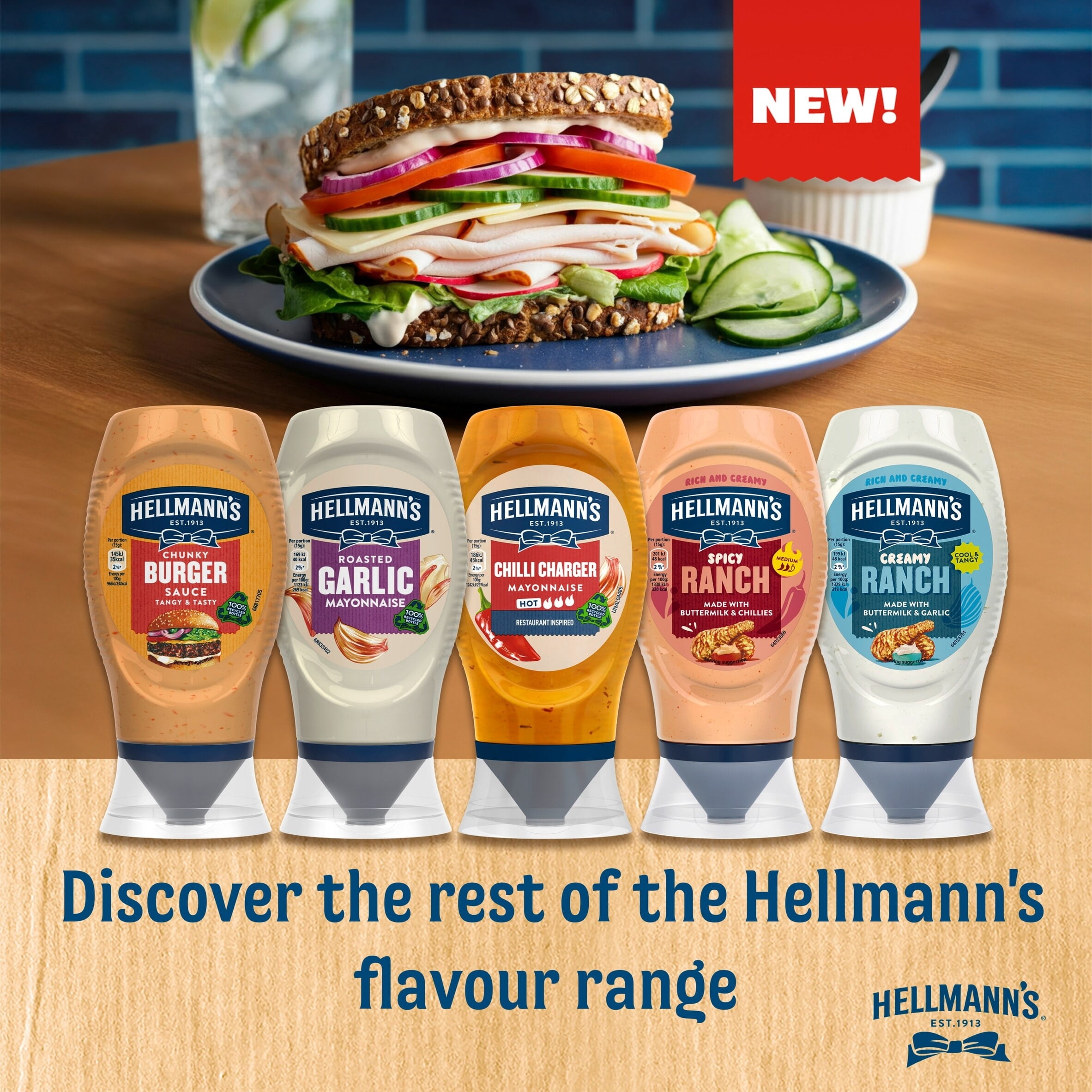 Hellmann's Spicy Ranch Mayo 245g, Imported from Britain