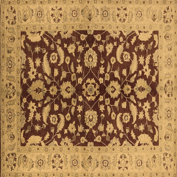 Ahgly Company Indoor Square Oriental Brown Industrial Area Rugs, 5' Square