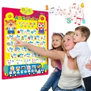 Educational Preschool Poster Learning Poster for Toddler and Kid Wall Chart with Music Early Childhood Knowledge Voice Charts for Nursery Home School Kindergarten Classroom,Red