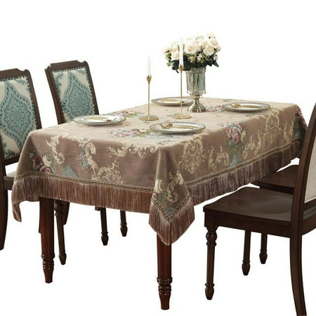 

ASWMXR Retro Chenille Tablecloths for Dining Table Rectangular Round Tassels Jacquard Floral Chair Cover Table Cover Party Events Home