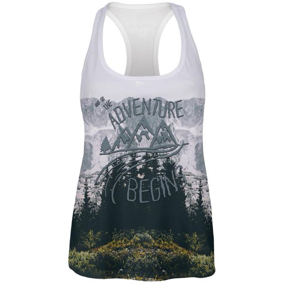 Hiking Mountains So The Adventure Begins All Over Womens Work Out Tank Top