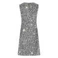 thumbnail image 5 of Ayolanni Evening Dresses for Women V-Neck Knee-Length Silver Sleeveless Shiny Dresses Dresses for Teens for Church S, 5 of 5