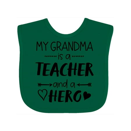

Inktastic My Grandma is a Teacher and a Hero Gift Baby Boy or Baby Girl Bib