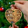 thumbnail image 6 of BJUTIR Christmas Hanging Decorations Book Lovers Heart Shaped Bookshelf Pendant Wood Ornament, 6 of 9