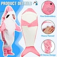 thumbnail image 3 of Shark Blanket Hoodie Onesie, Pink Wearable Sleeping Bag for Adults, Soft Cozy Costume, XL, 3 of 5