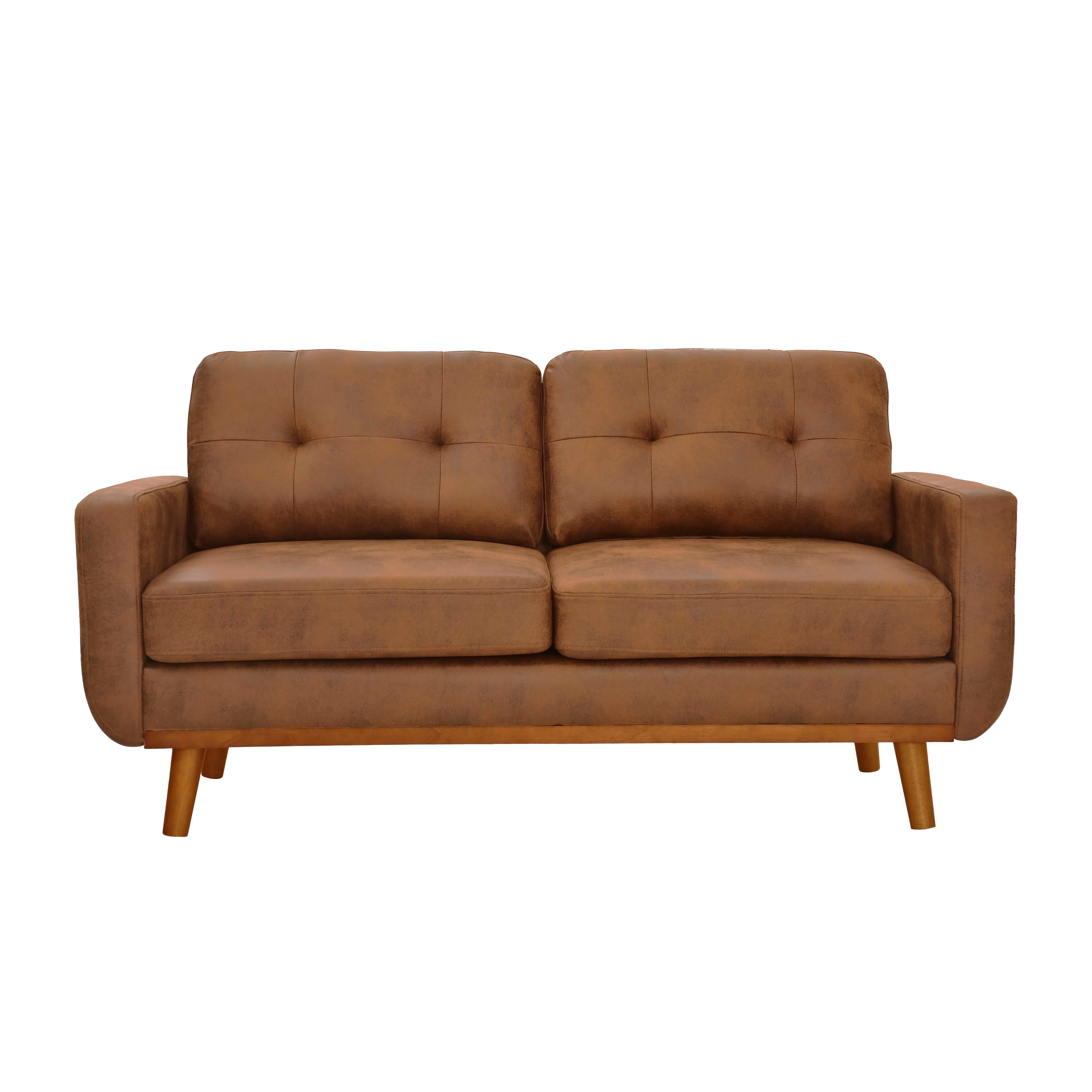 MAYEERTY 65" Modern Minimalist Two‑Seater Loveseat Sofa, Breathable Foil Fabric Upholstered Couch with Solid Wood Legs, Diamond Quilted Backrest for Living Room
