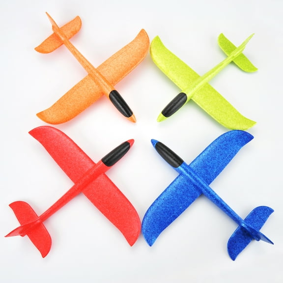 PowerTRC 4 Pack Large 17.5” Foam Airplanes for Kids, 2 Flight Modes, Styrofoam Glider Planes, Throwing Flying Foam Airplane, Outdoor Sports Game Toys, Birthday Gifts for Girls 3-12 Years Old Boys
